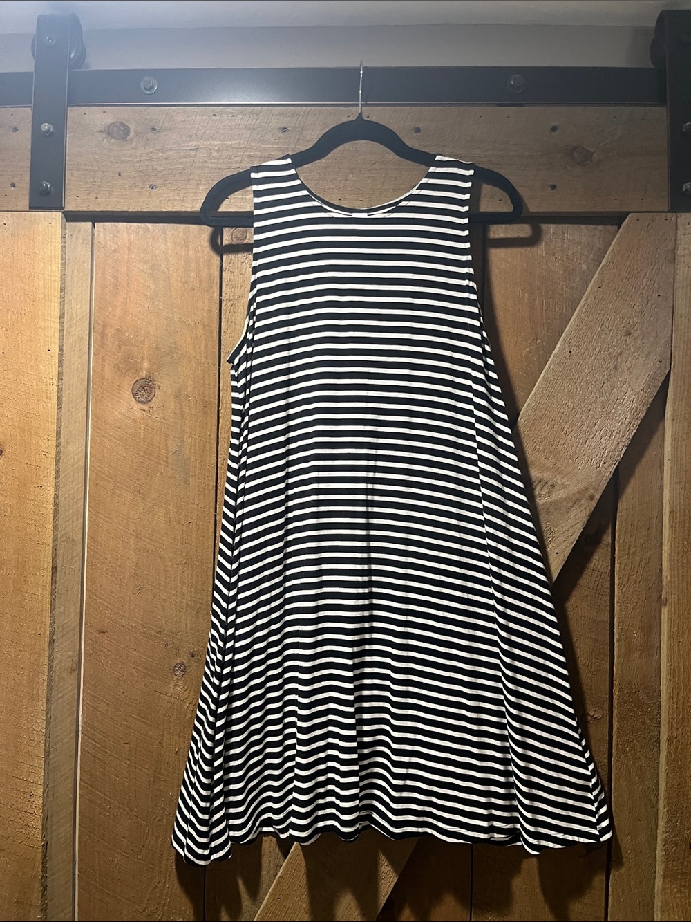 Old Navy Black and White Sleeveless Striped Swing Mini Dress